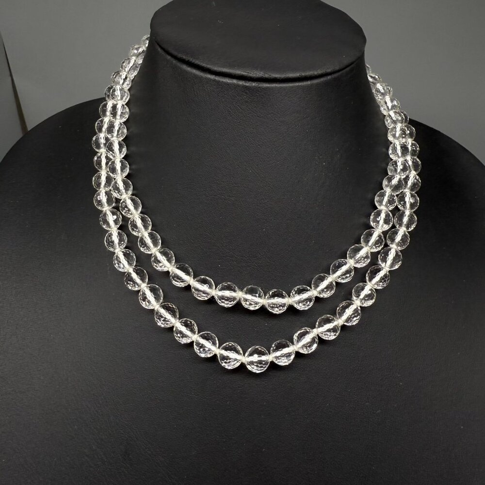 925 Sterling Silver Clear Faceted Rock Crystal Necklace Slane and Slane